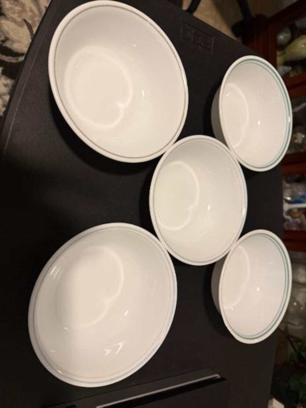 5 Corelle Winter Frost White & Ring Pattern 6-1/4" Cereal Soup Bowls REPLACEMENT